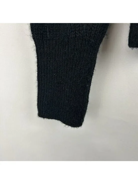 J Crew Women’s Medium Black Alpaca Wool Blend Cropped V-neck Cardigan Sweater - Picture 16 of 16